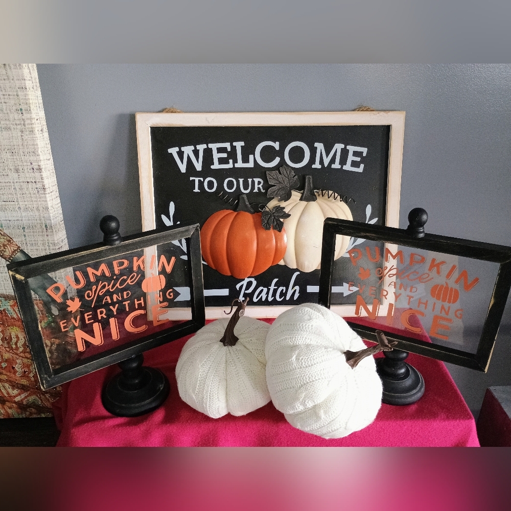 Fall Decor Black Orange Cream 5 Piece Bundle